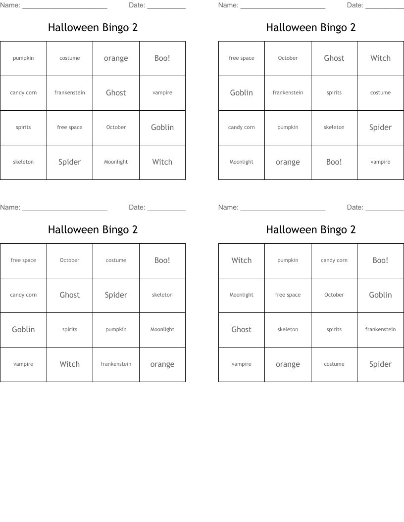 Halloween Bingo 2