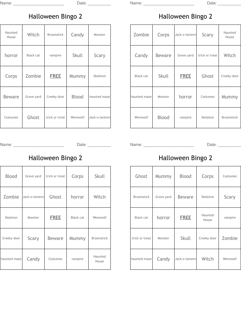 Halloween Bingo 2