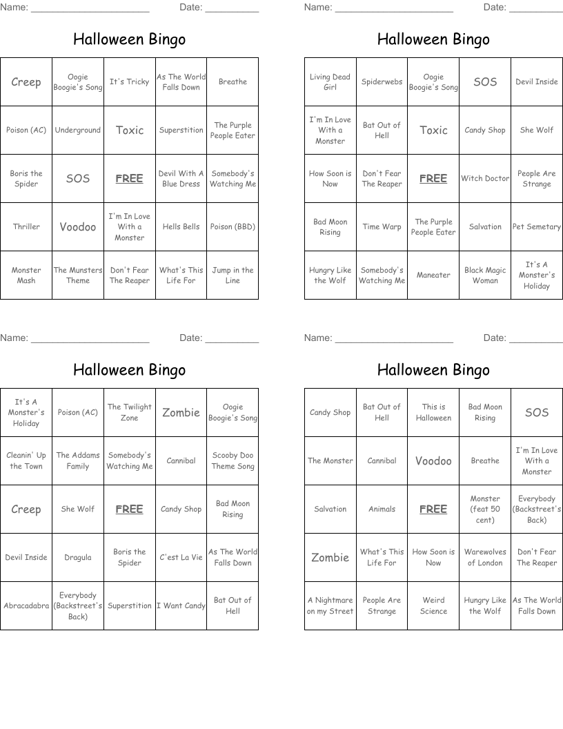 Halloween Bingo