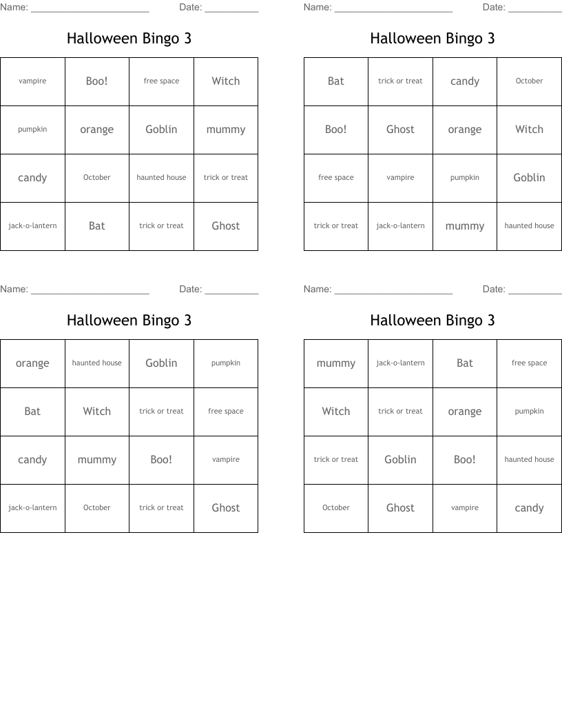 Halloween Bingo 3