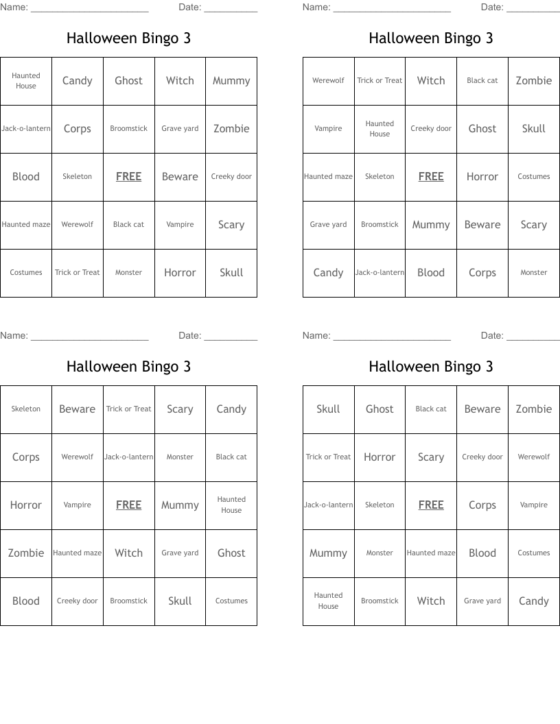 Halloween Bingo 3