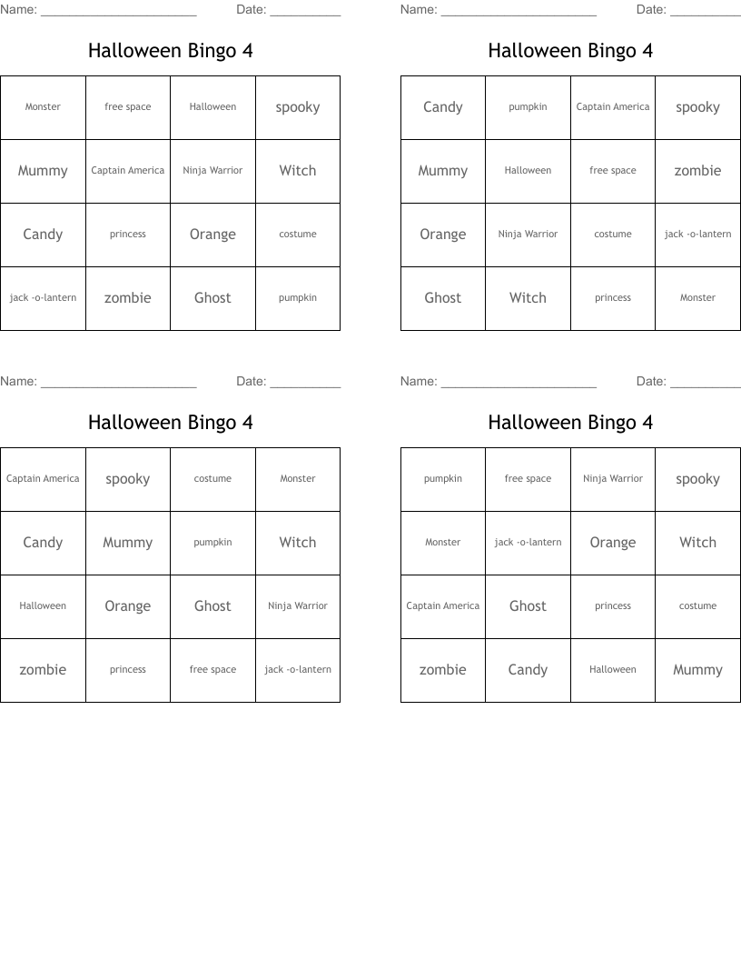Halloween Bingo 4