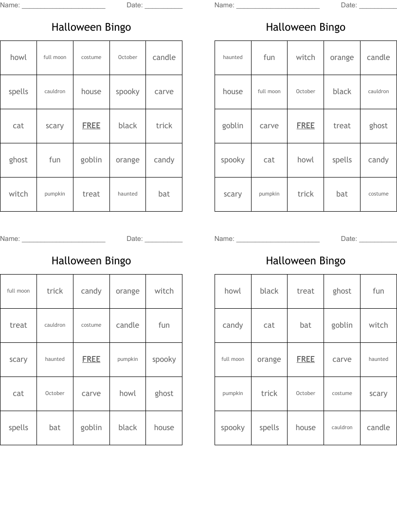 Halloween Bingo
