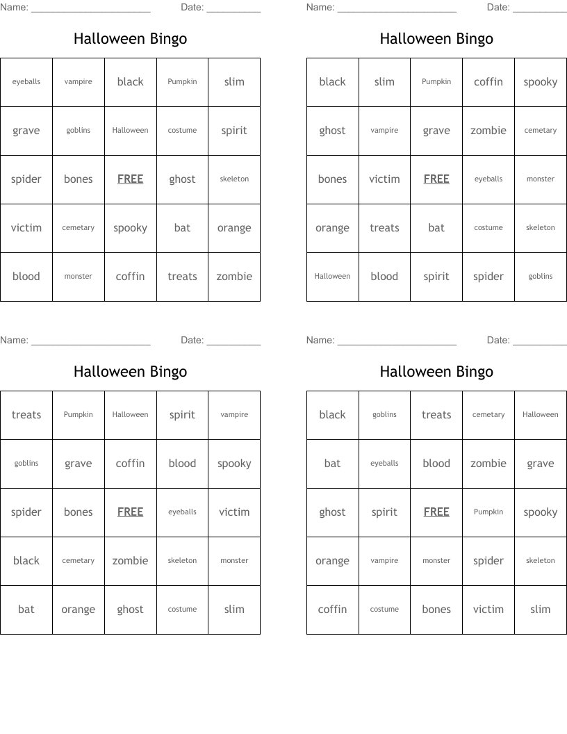 Halloween Bingo