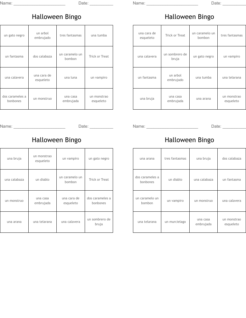 Halloween Bingo