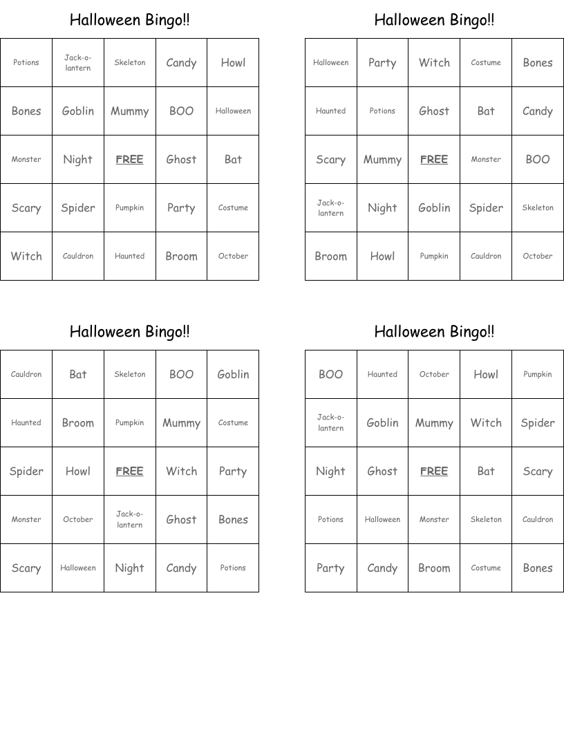 Halloween Bingo!!