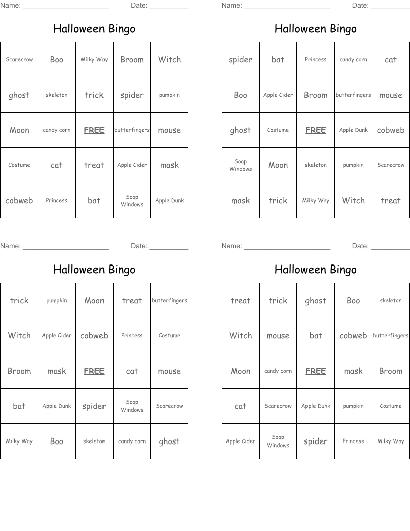 Halloween Bingo