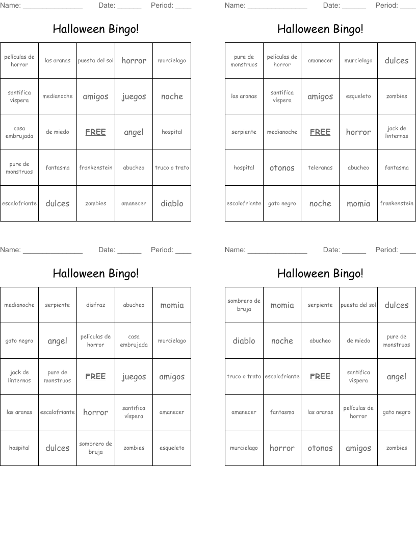 Halloween Bingo!