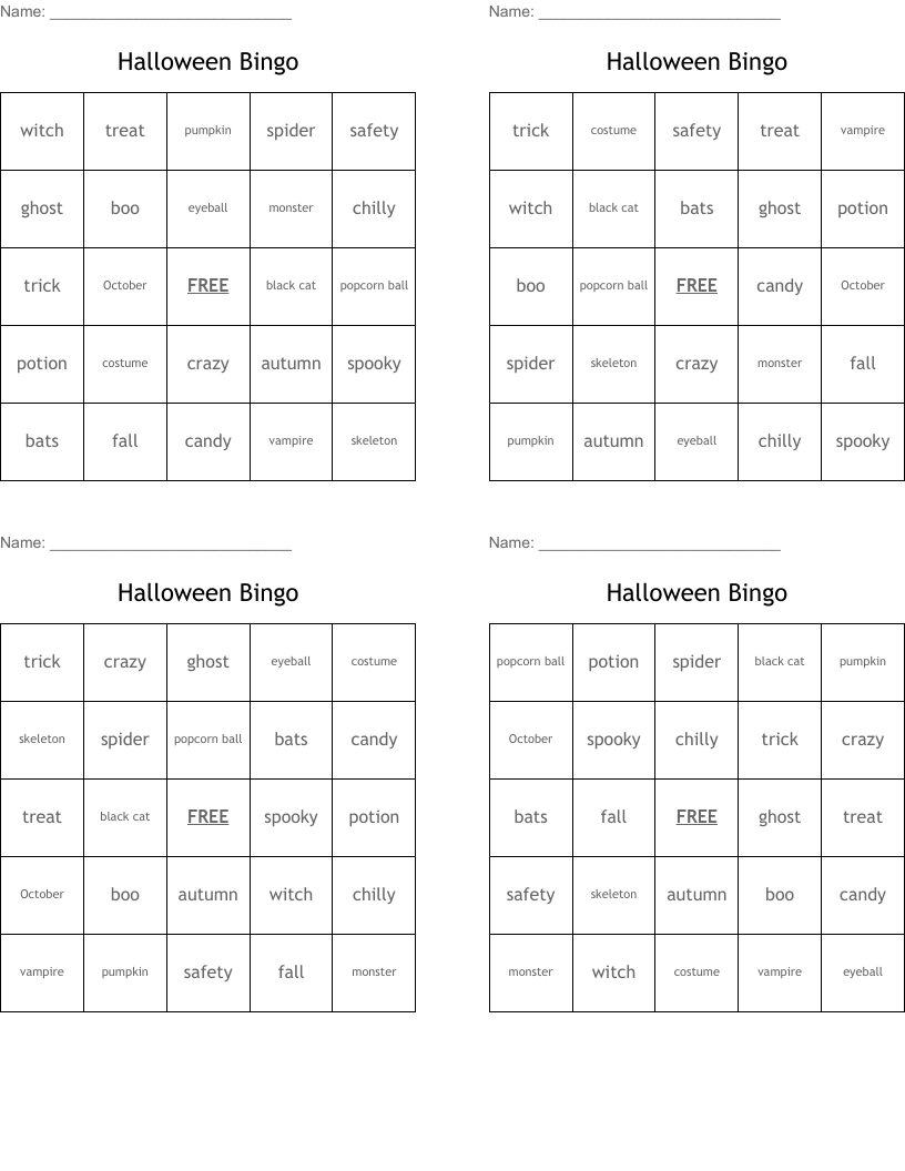 Halloween Bingo