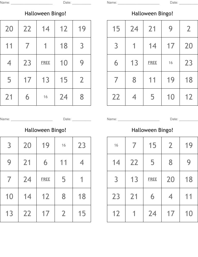 Halloween Bingo!