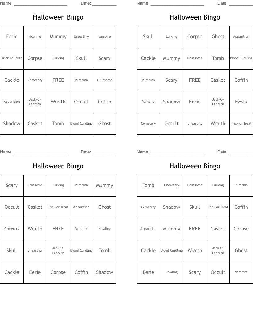 Halloween Bingo 