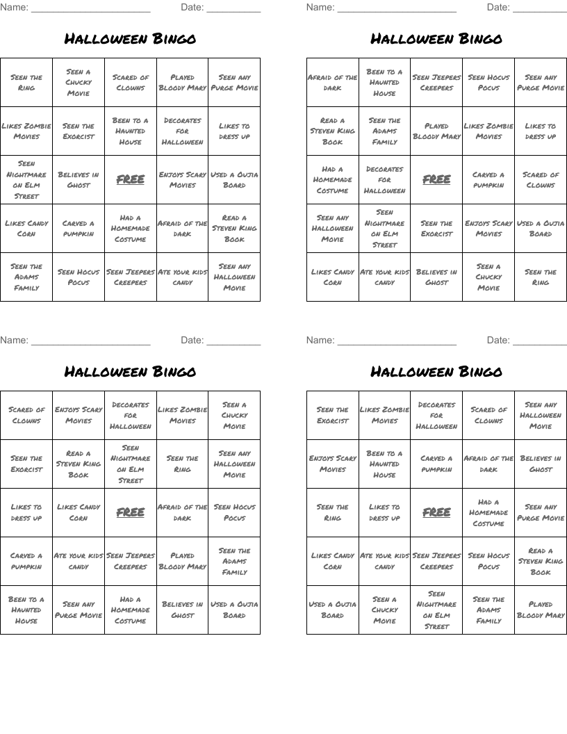 Halloween Bingo 