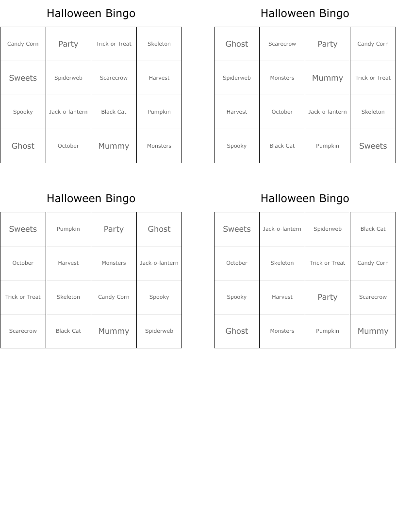 Halloween Bingo 
