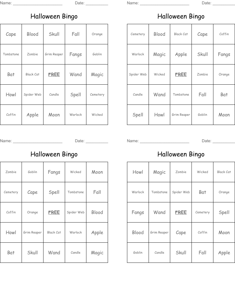 Halloween Bingo 