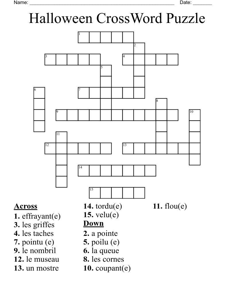 Halloween CrossWord Puzzle 