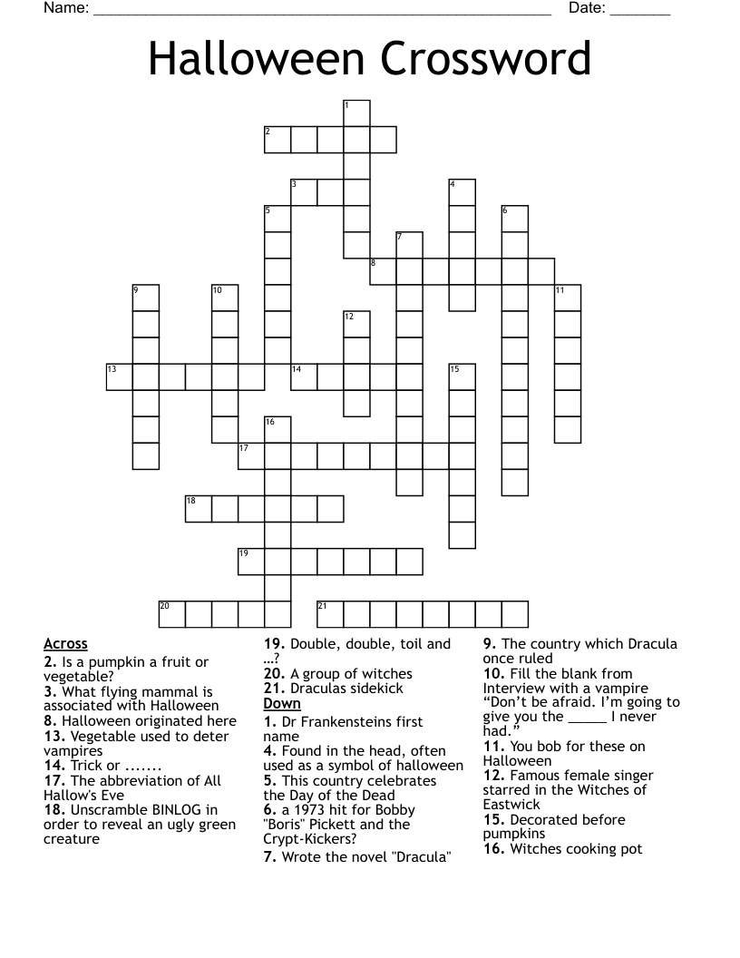 Halloween Crossword