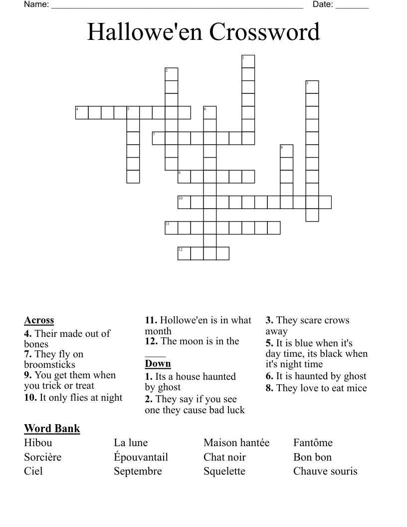 Hallowe'en Crossword