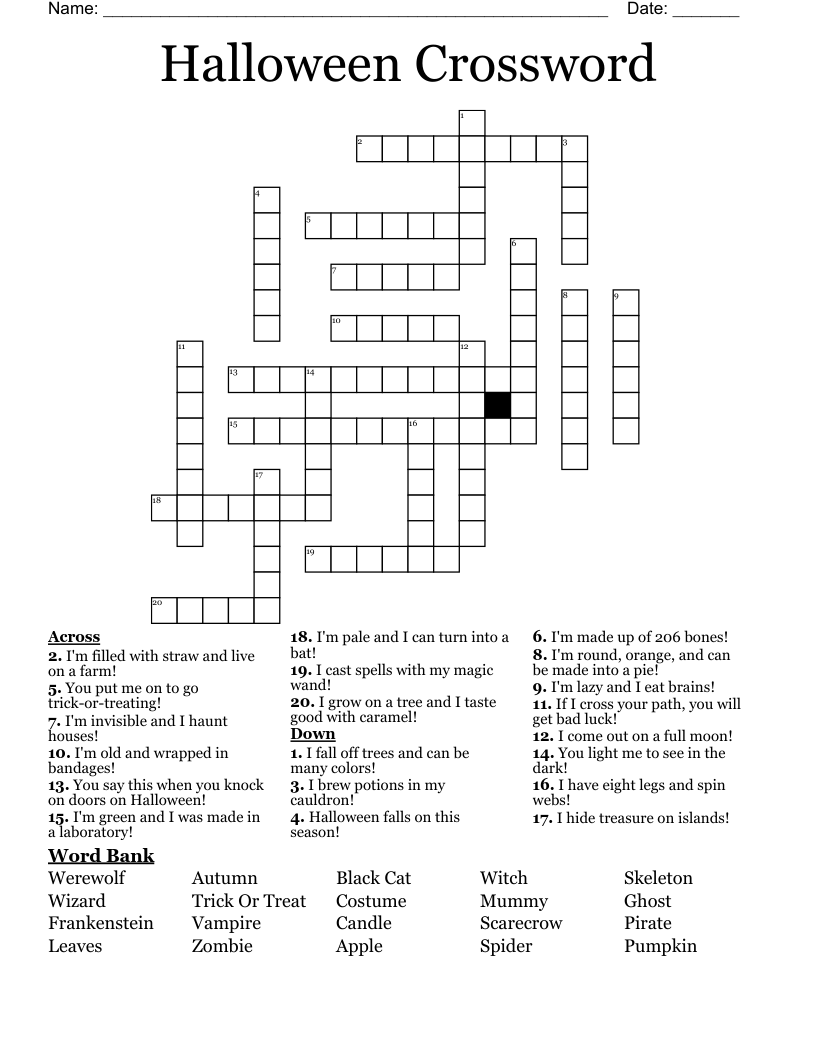 Halloween Crossword