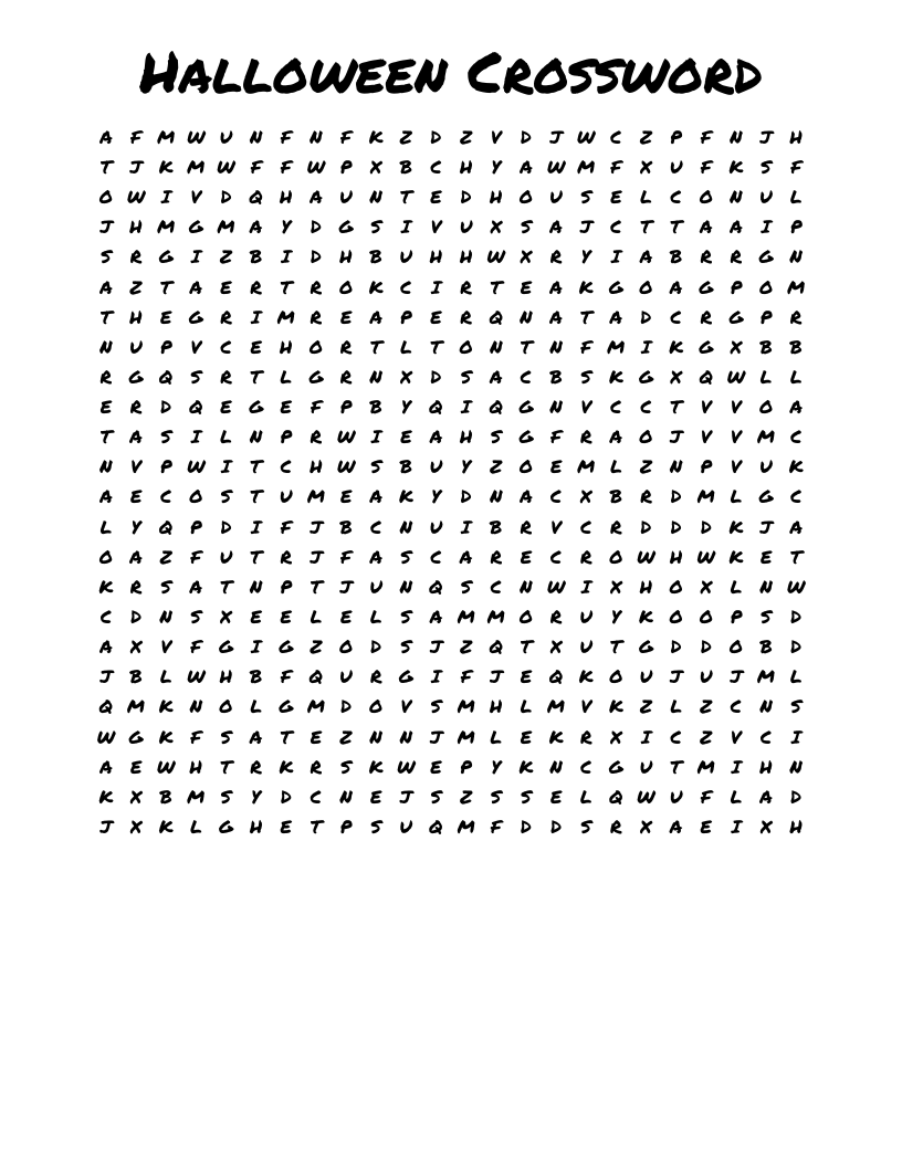 Halloween Crossword Word Search