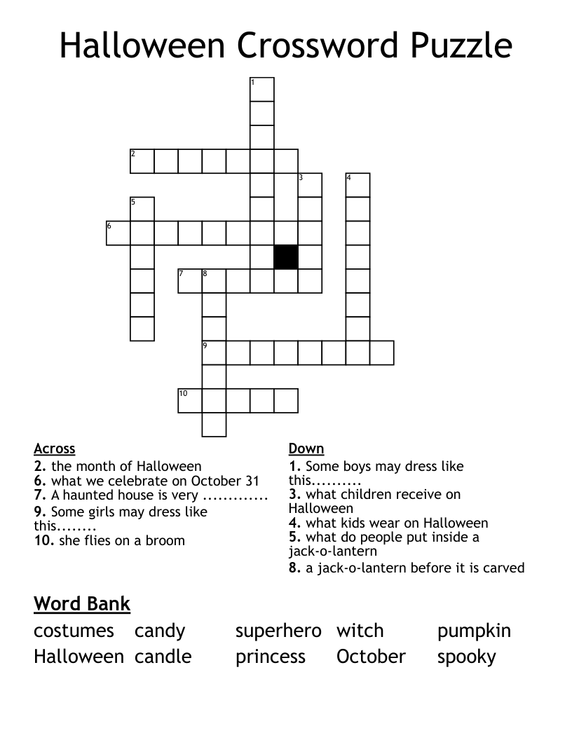 Halloween Crossword Puzzle