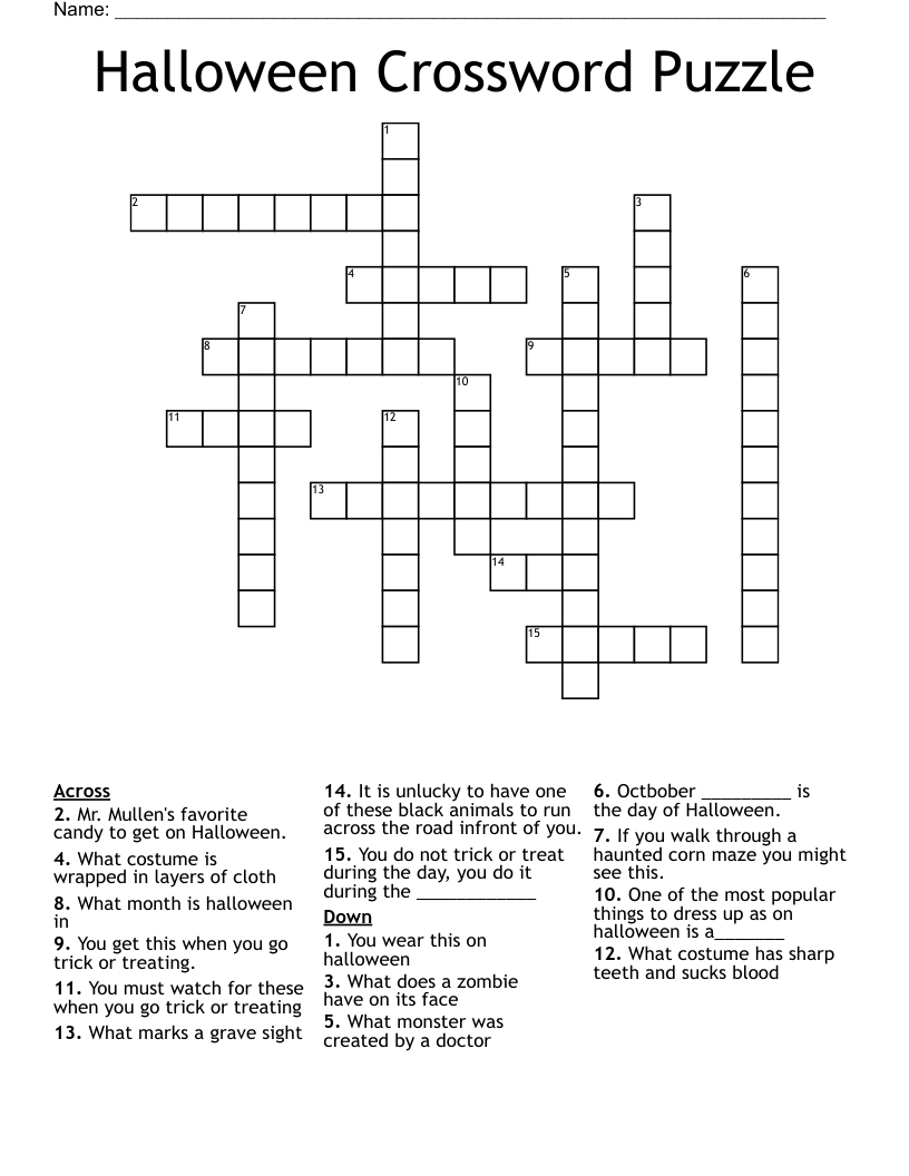 Halloween Crossword Puzzle