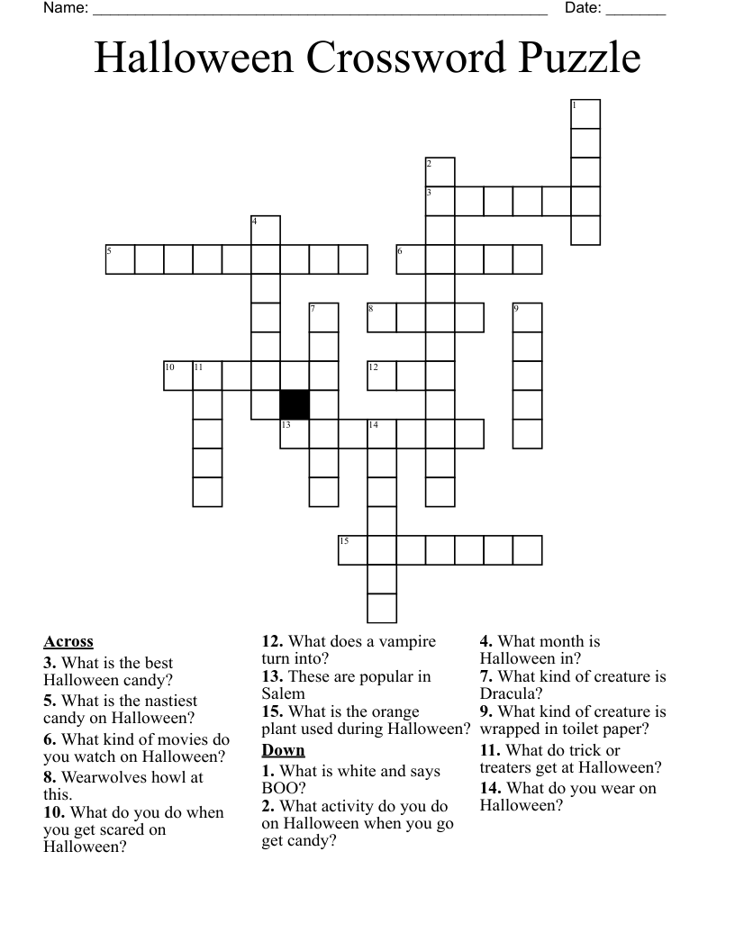 Halloween Crossword Puzzle