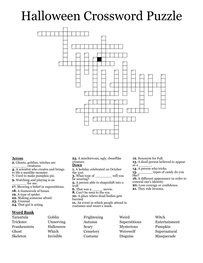 Halloween Crossword Puzzle