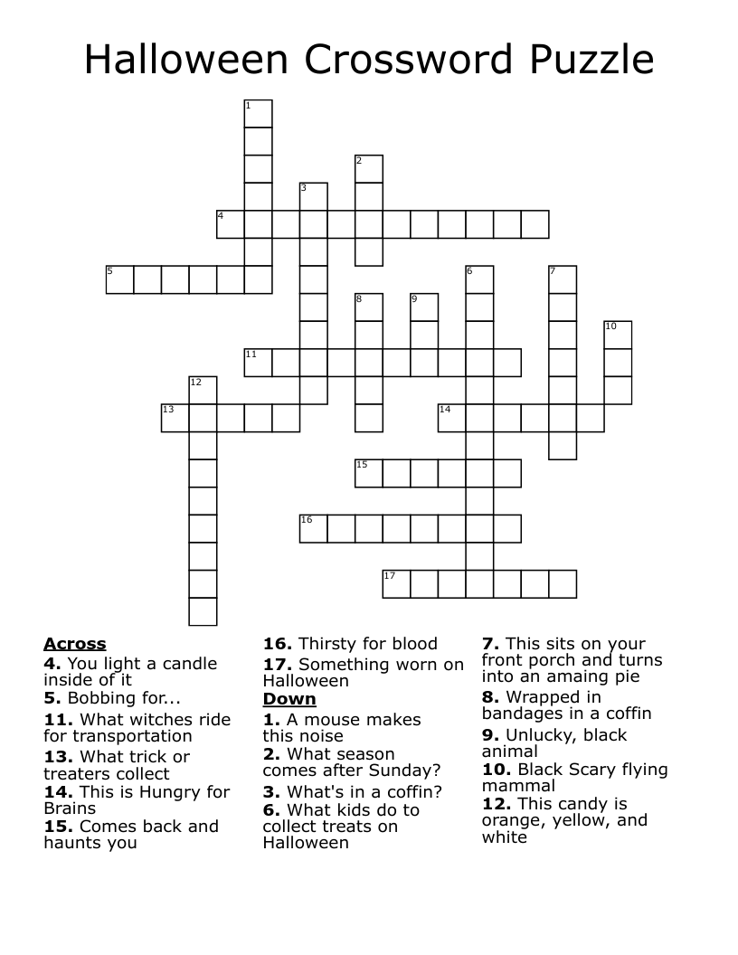 Halloween Crossword Puzzle 