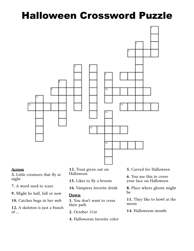 Halloween Crossword Puzzle 