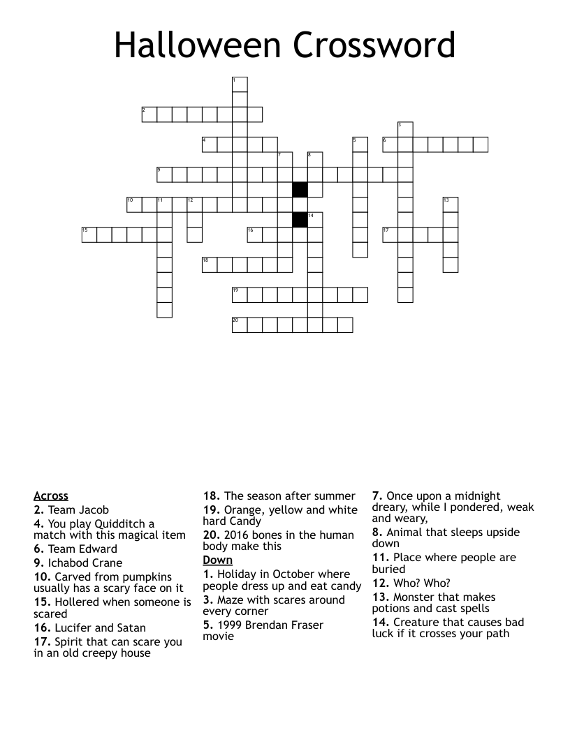Halloween Crossword 