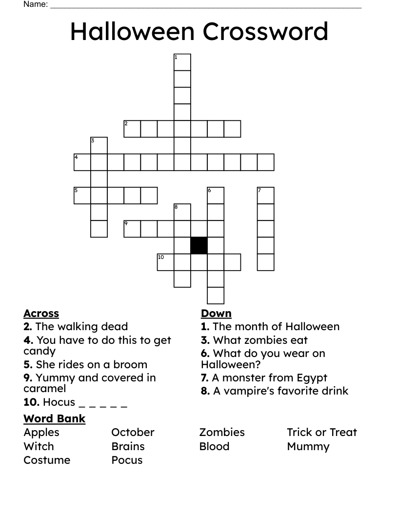 Halloween Crossword 