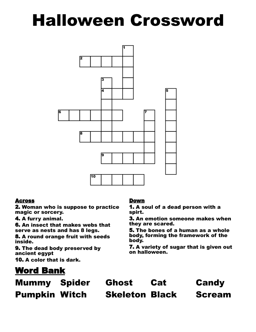 Halloween Crossword 