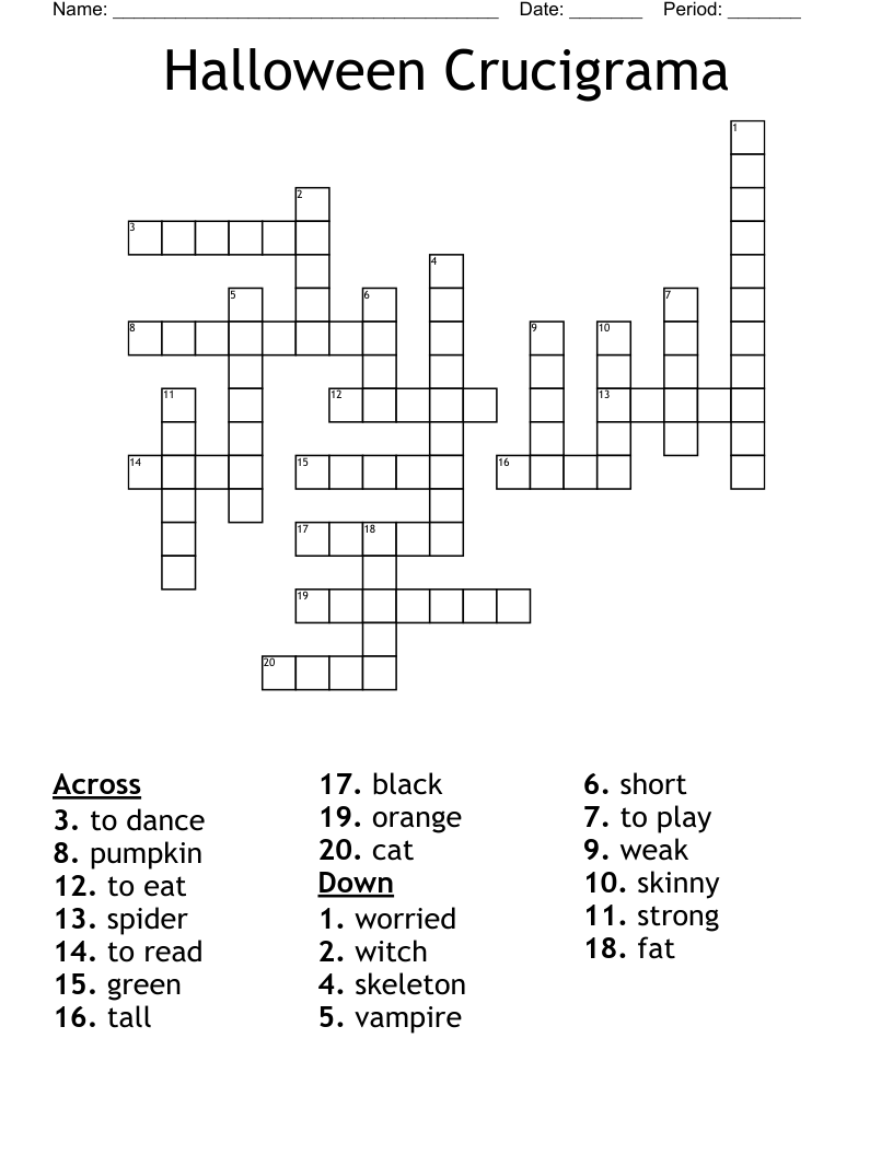 Halloween Crucigrama Crossword