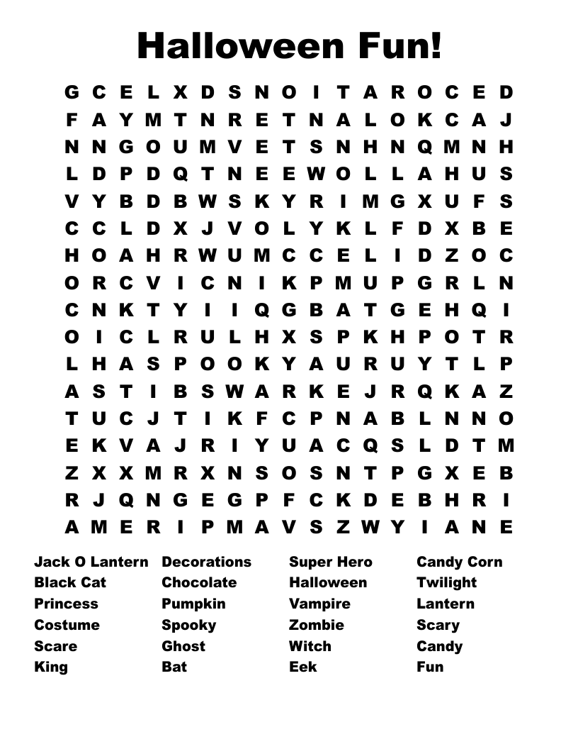 Halloween Fun! Word Search