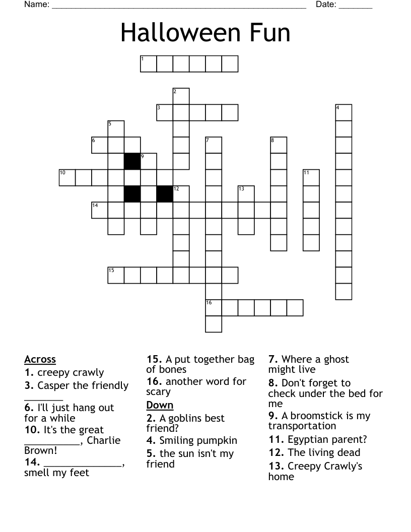 Halloween Fun Crossword