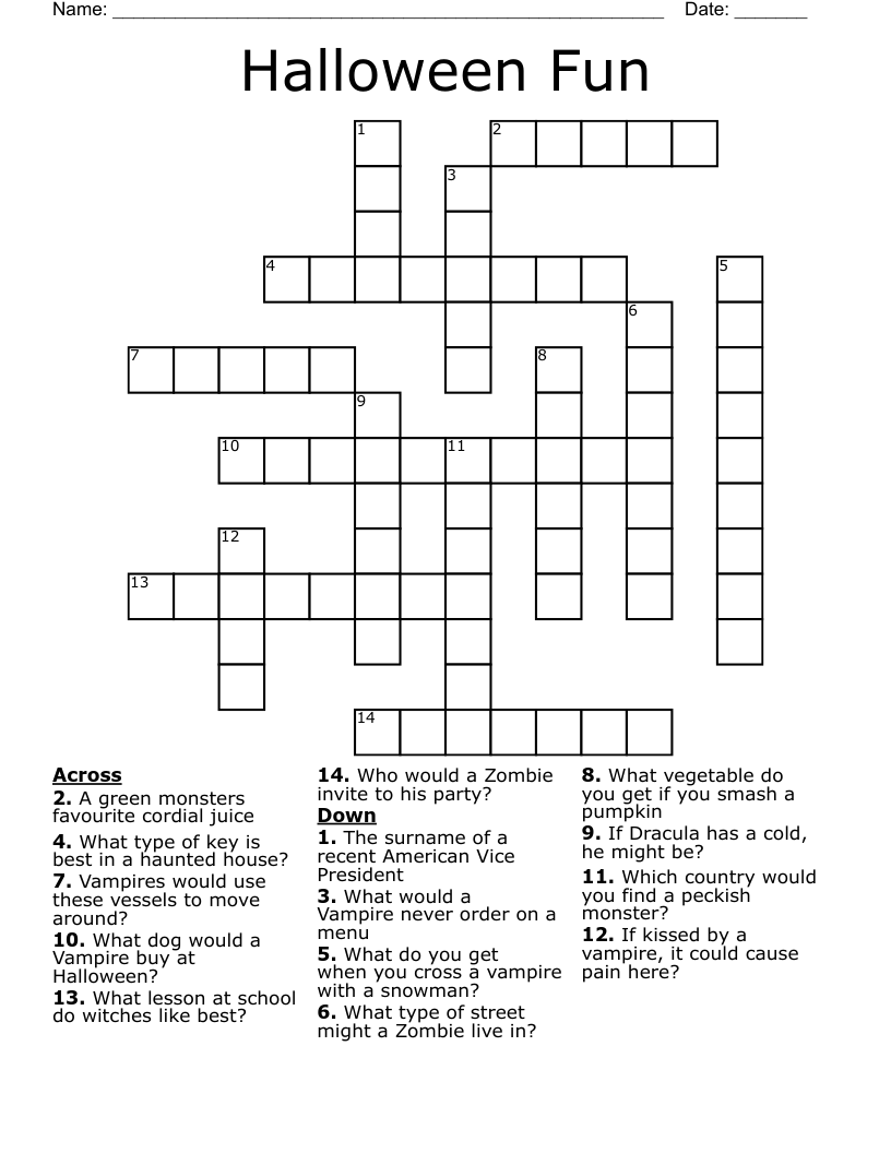 Halloween Fun Crossword