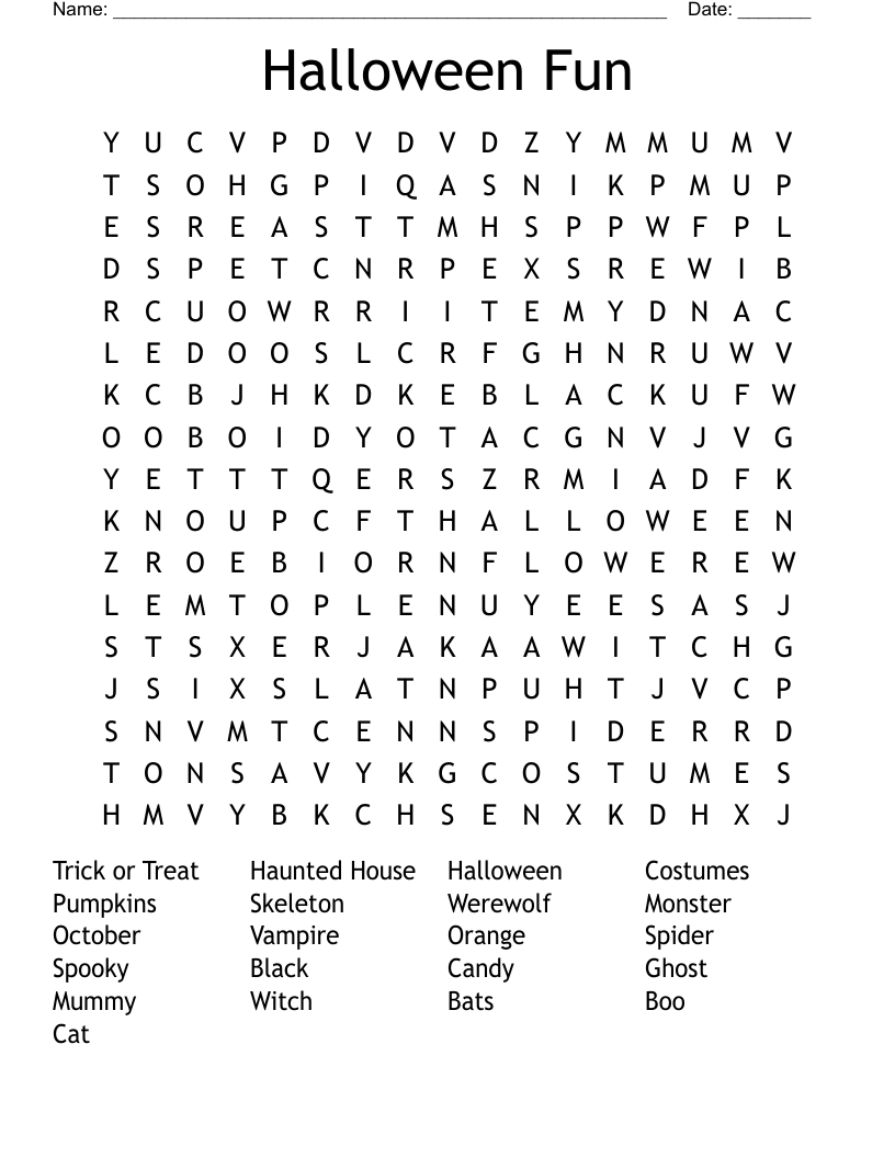 Halloween Fun Word Search