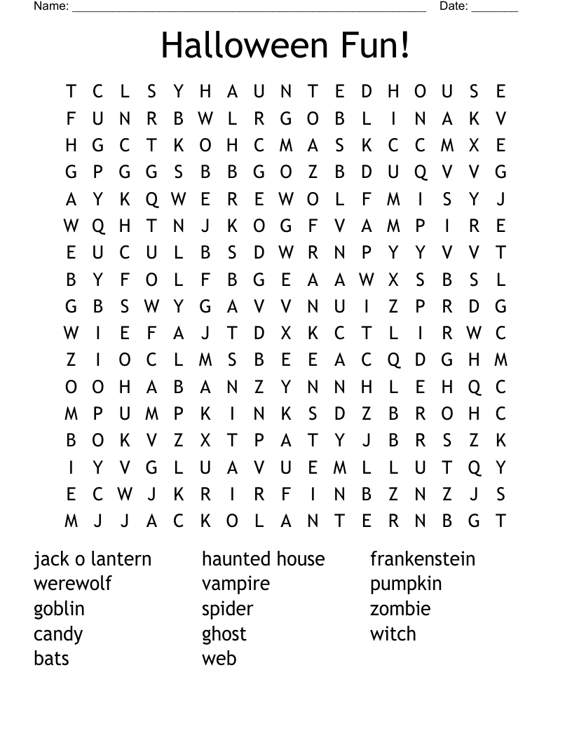 Halloween Fun! Word Search