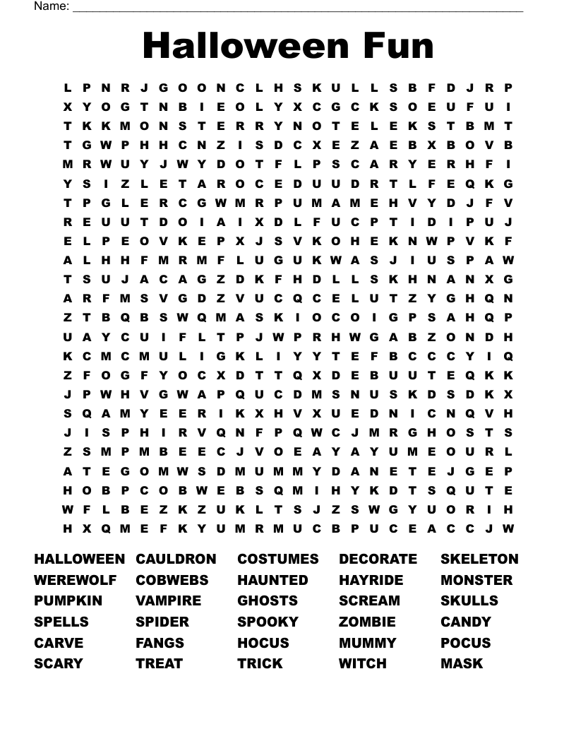 Halloween Fun Word Search