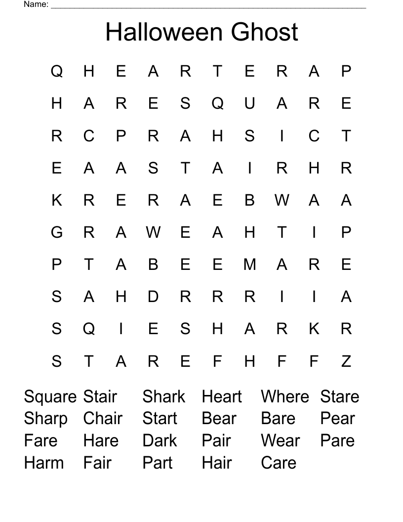 Halloween Ghost  Word Search