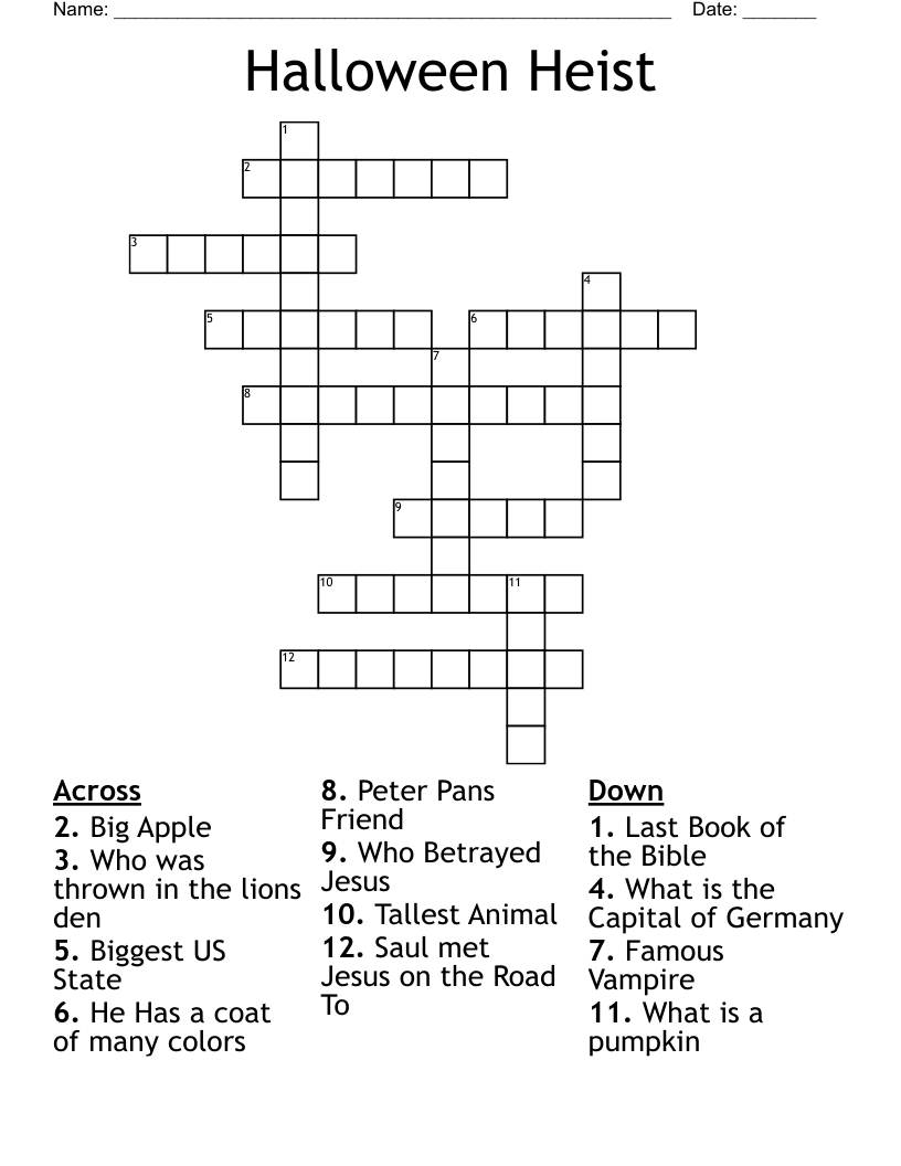Halloween Heist Crossword