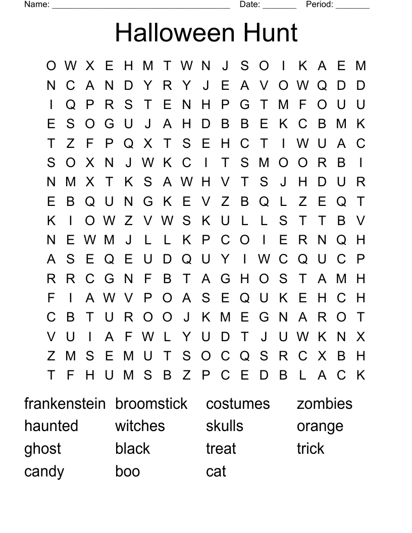 Halloween Hunt Word Search