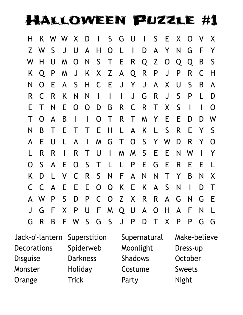 Halloween Puzzle #1 Word Search