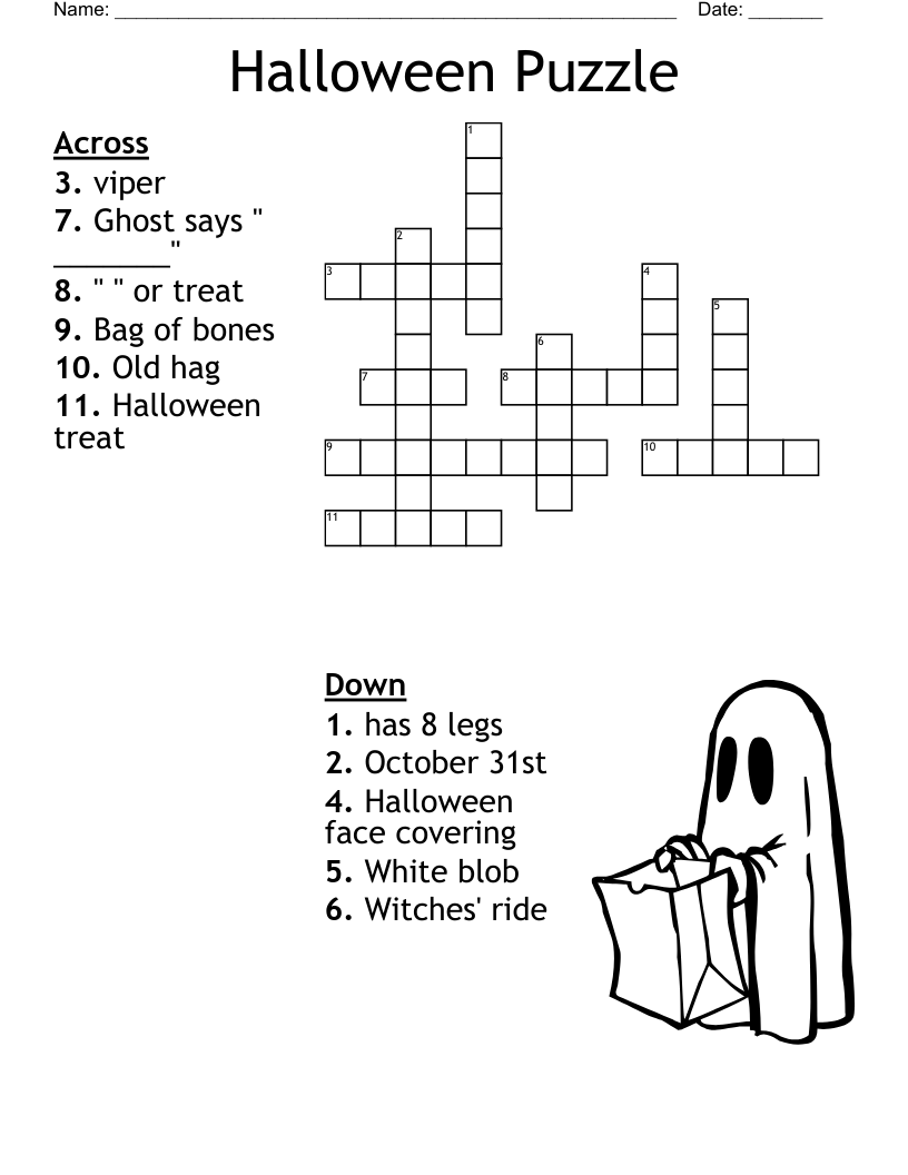 Halloween Puzzle Crossword