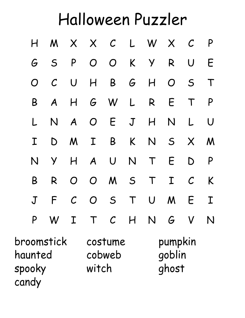 Halloween Puzzler Word Search
