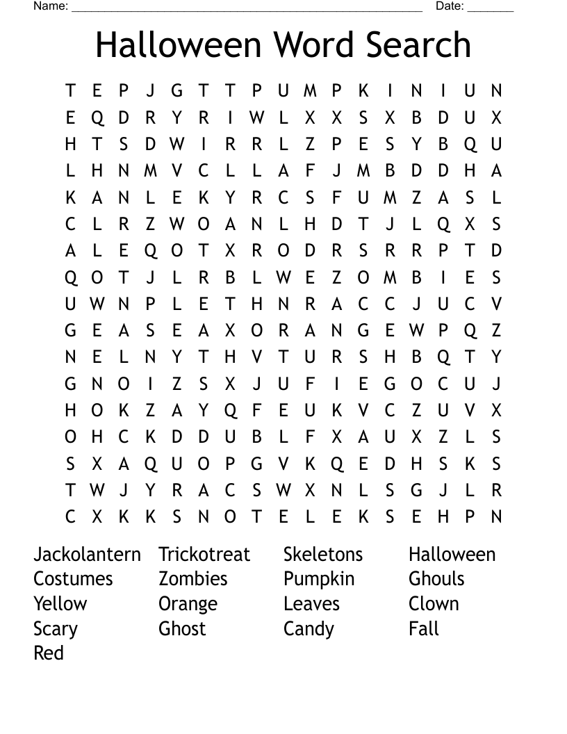 Halloween Word Search