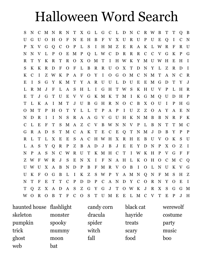 Halloween Word Search