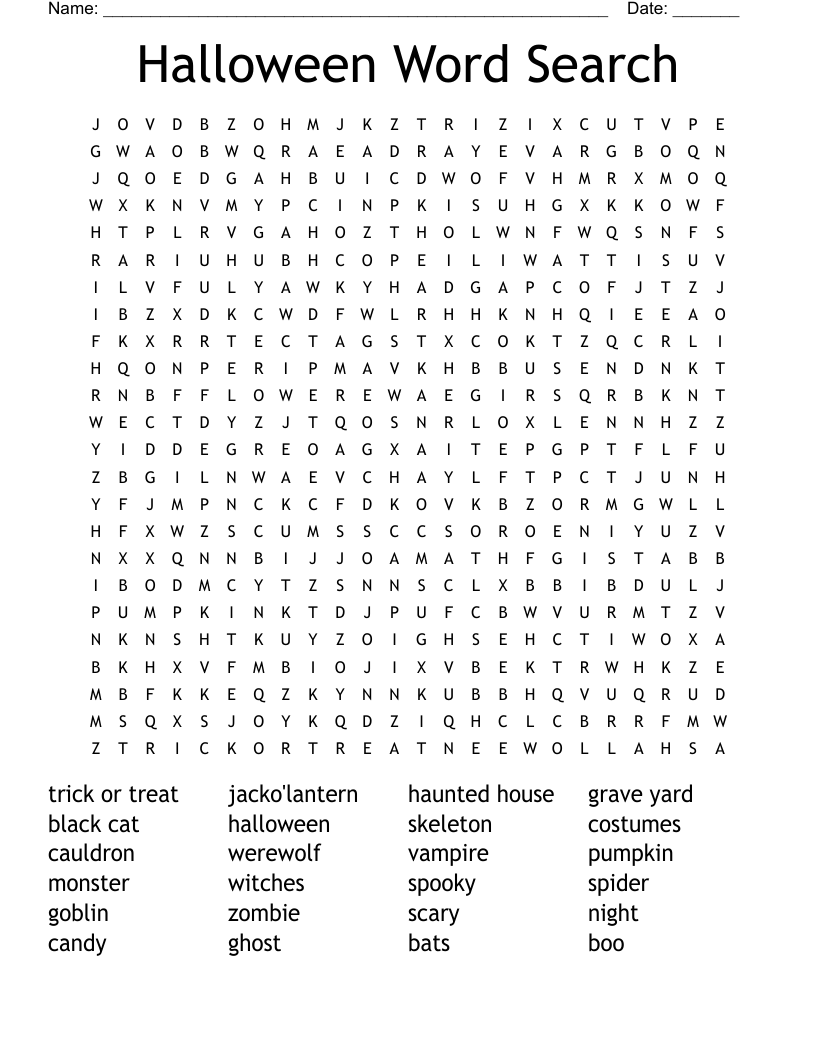 Halloween Word Search