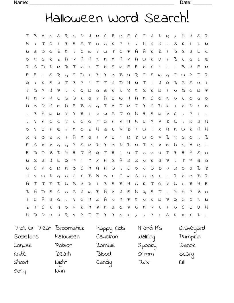 Halloween Word Search!