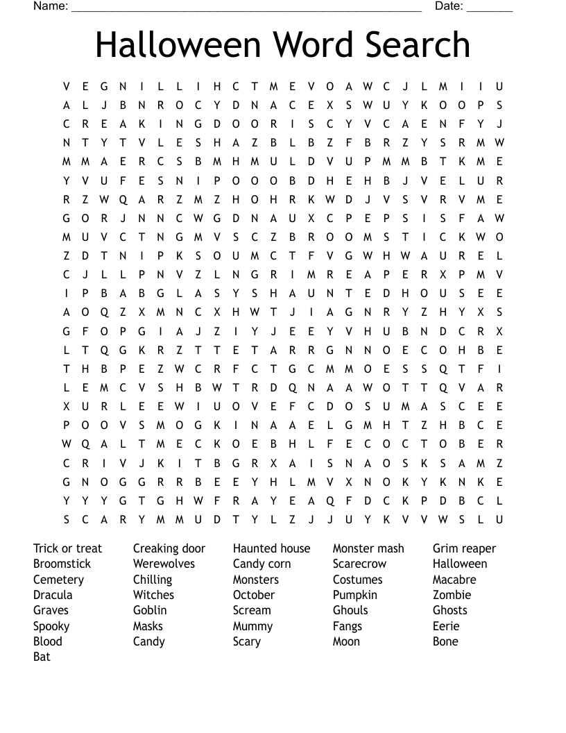 Halloween Word Search